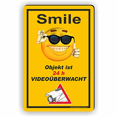 Fassbender-Druck SCHILDER - SMILE Objekt ist videoüberwacht Schild zum Markieren eines videoüberwachten Bereiches - Aluverbundplatte für ein Videoüberwachungsschild - (75x50cm SCHILD) von Fassbender-Druck SCHILDER
