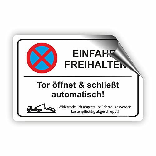 Fassbender-Druck SCHILDER - TOR ÖFFNET UND SCHLIEßT AUTOMATISCH - Parken verboten Schild - Schild zum Markieren vom absoluten Parkverbot - Aluverbundplatte für einen Parkplatz (45x30cm Aufkleber) von Fassbender-Druck SCHILDER