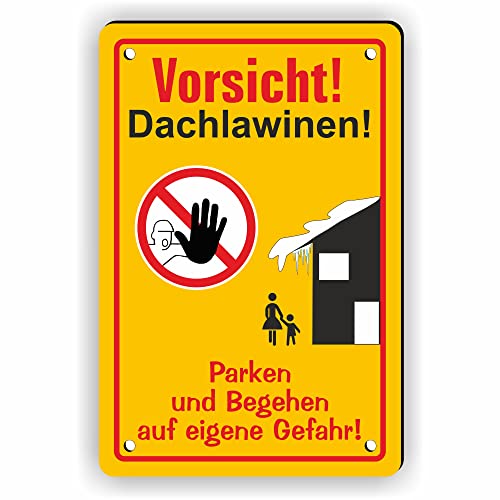 Fassbender-Druck SCHILDER - VORSICHT DACHLAWINENGEFAR Schild mit Bohrlöchern - vorgebohrtes Schild zum Markieren einer Gefahrenzone Privatweg/Begehen & Befahren auf eig. Gefahr (45x30cm Schild) von Fassbender-Druck SCHILDER