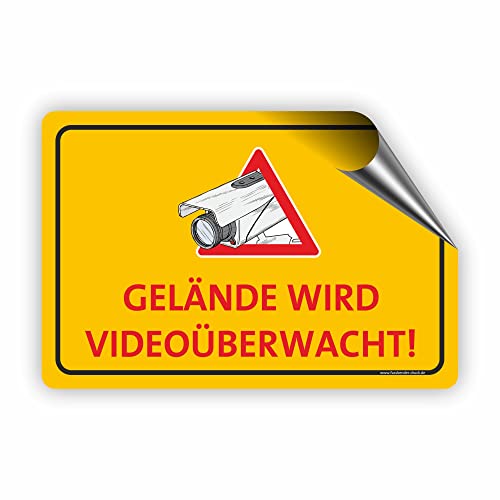 GELÄNDE WIRD VIDEOÜBERWACHT (gelb) - Videoüberwachung Schild/VÜ-007 - (15x10cm AUFKL.) von Fassbender-Druck SCHILDER