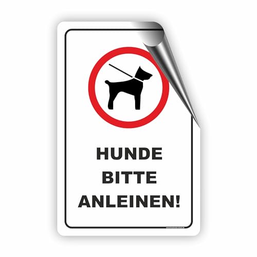 HUNDE BITTE ANLEINEN/HUNDE AN DER LEINE SCHILD/T-006 (10x15cm Aufkleber) von Fassbender-Druck SCHILDER