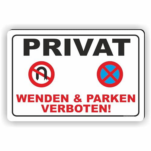 PRIVAT - WENDEN UND PARKEN VERBOTEN - SCHILD/D-046 (60x40cm Schild) von Fassbender-Druck SCHILDER