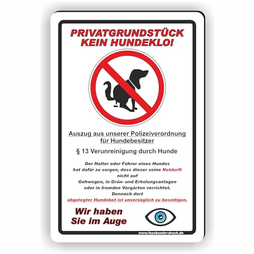 Privatgrundstück - Kein Hundeklo Schild/Kein Hundekot/T-001 (10x15cm Schild) von Fassbender-Druck SCHILDER