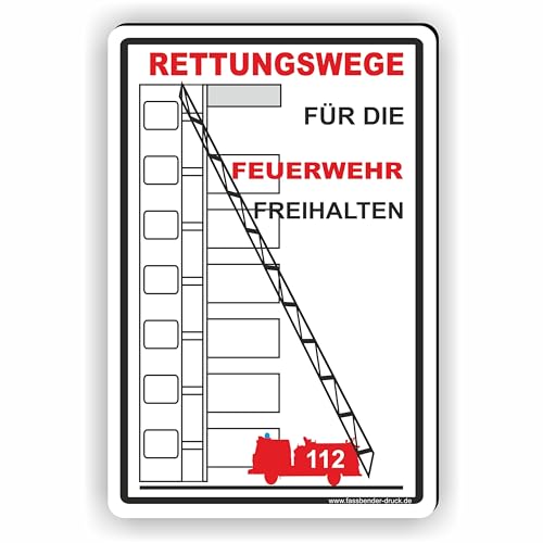 RETTUNGSWEGE für die Feuerwehr freihalten - SCHILD/D-018 (40x60cm Schild) von Fassbender-Druck SCHILDER