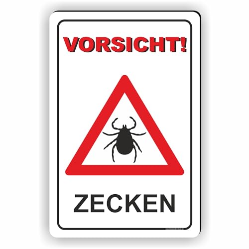 VORSICHT ZECKEN SCHILD/ZECKENGEFAHR/ZECKENGEBIET/T-005 (10x15cm Schild) von Fassbender-Druck SCHILDER