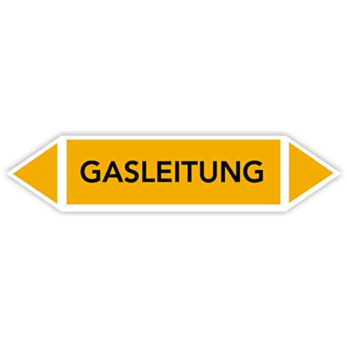 Fassbender-Druck Warnzeichen Rohrleitungskennzeichnung - Fließrichtung Rohrleitungskennzeichen mit beiden Ecken nach TRGS 201 und DIN 2403 (Gasleitung - FL-101-50 Stück) von Fassbender-Druck Warnzeichen