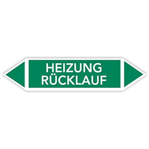 Fassbender-Druck Warnzeichen Rohrleitungskennzeichnung - Fließrichtung Rohrleitungskennzeichen mit beiden Ecken nach TRGS 201 und DIN 2403 (Heizung Rücklauf - FL-116-250 Stück) von Fassbender-Druck Warnzeichen