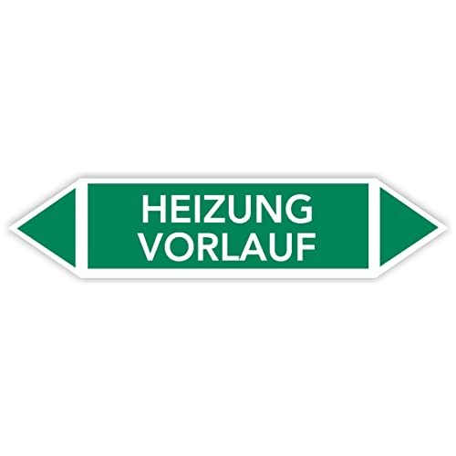 Fassbender-Druck Warnzeichen Rohrleitungskennzeichnung - Fließrichtung Rohrleitungskennzeichen mit beiden Ecken nach TRGS 201 und DIN 2403 (Heizung Vorlauf - FL-108-10 Stück) von Fassbender-Druck Warnzeichen