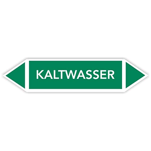 Fassbender-Druck Warnzeichen Rohrleitungskennzeichnung - Fließrichtung Rohrleitungskennzeichen mit beiden Ecken nach TRGS 201 und DIN 2403 (Kaltwasser - FL-110-10 Stück) von Fassbender-Druck Warnzeichen