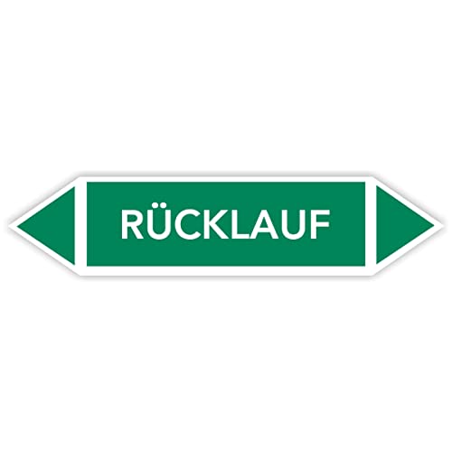 Fassbender-Druck Warnzeichen Rohrleitungskennzeichnung - Fließrichtung Rohrleitungskennzeichen mit beiden Ecken nach TRGS 201 und DIN 2403 (Rücklauf - FL-111-50 Stück) von Fassbender-Druck Warnzeichen