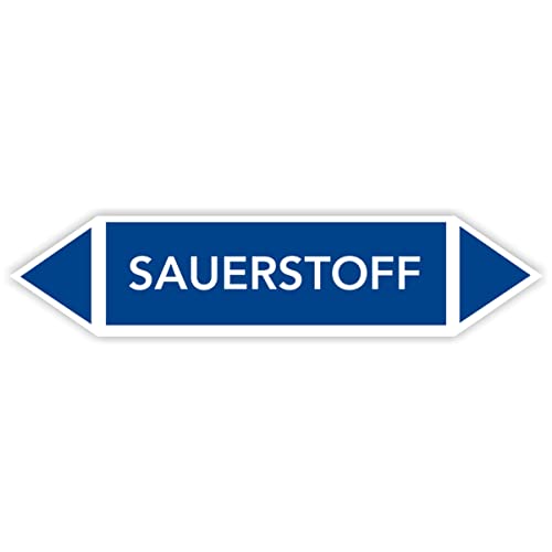 Fassbender-Druck Warnzeichen Rohrleitungskennzeichnung - Fließrichtung Rohrleitungskennzeichen mit beiden Ecken nach TRGS 201 und DIN 2403 (Sauerstoff - FL-107-20 Stück) von Fassbender-Druck Warnzeichen