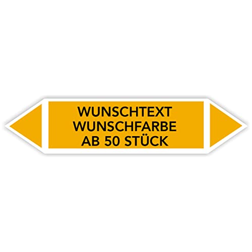 Fassbender-Druck Warnzeichen Rohrleitungskennzeichnung - Fließrichtung Rohrleitungskennzeichen mit beiden Ecken nach TRGS 201 und DIN 2403 (Wunschtext - FL-124-250 Stück) von Fassbender-Druck Warnzeichen