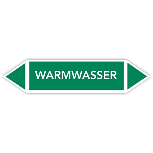 Fassbender-Druck Warnzeichen Rohrleitungskennzeichnung - Fließrichtung Rohrleitungskennzeichen mit beiden Ecken nach TRGS 201 und DIN 2403 (Warmwasser - FL-102-100 Stück) von Fassbender-Druck Warnzeichen
