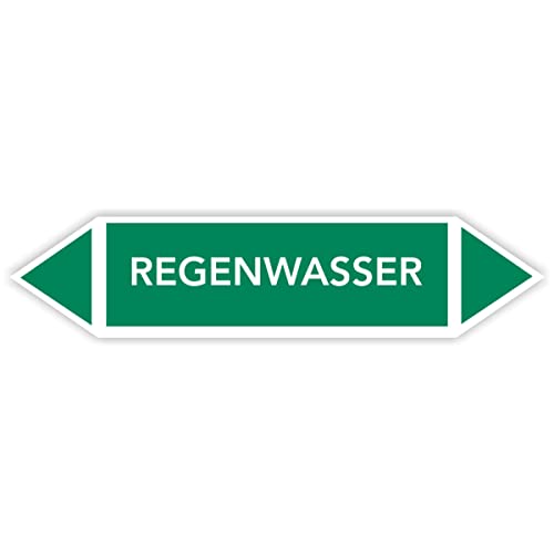 Fassbender-Druck Warnzeichen Rohrleitungskennzeichnung - Fließrichtung Rohrleitungskennzeichen mit beiden Ecken nach TRGS 201 und DIN 2403 (Regenwasser - FL-109-10 Stück) von Fassbender-Druck Warnzeichen
