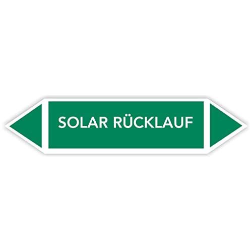 Fassbender-Druck Warnzeichen Rohrleitungskennzeichnung - Fließrichtung Rohrleitungskennzeichen mit beiden Ecken nach TRGS 201 und DIN 2403 (Solar Rücklauf - FL-112-20 Stück) von Fassbender-Druck Warnzeichen