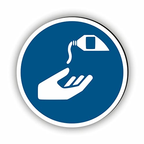Gebotszeichen nach DIN EN ISO 7010 - Unser Hautschutzmittel benutzen Gebotsschild ist als Sicherheitszeichen in jedem Betrieb unerlässlich (M022) von Fassbender-Druck Warnzeichen