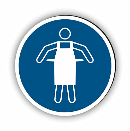 Gebotszeichen nach DIN EN ISO 7010 - Unser Schutzschürze benutzen Gebotsschild ist als Sicherheitszeichen in jedem Betrieb unerlässlich (M026) von Fassbender-Druck Warnzeichen