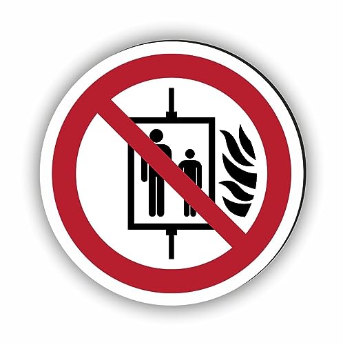 Verbotszeichen/Verbotsschild Aufzug im Brandfall nicht benutzen (P020) - zum markieren von Verbotszonen nach DIN EN ISO 7010 von Fassbender-Druck Warnzeichen