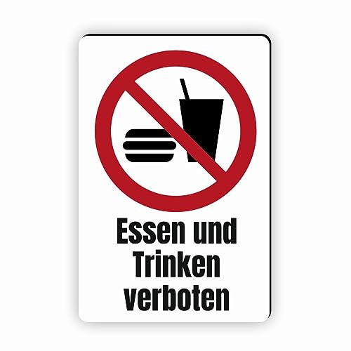 Verbotszeichen/Verbotsschild Essen und Trinken verboten (P022) - zum markieren von Verbotszonen nach DIN EN ISO 7010 von Fassbender-Druck Warnzeichen