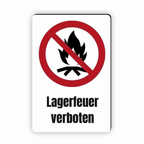 Verbotszeichen/Verbotsschild Lagerfeuer verboten (P045) - zum markieren von Verbotszonen nach DIN EN ISO 7010 von Fassbender-Druck Warnzeichen