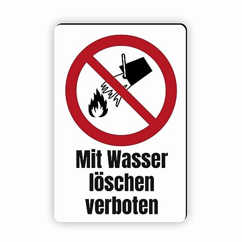 Verbotszeichen/Verbotsschild Mit Wasser löschen verboten (P011) - zum markieren von Verbotszonen nach DIN EN ISO 7010 von Fassbender-Druck Warnzeichen