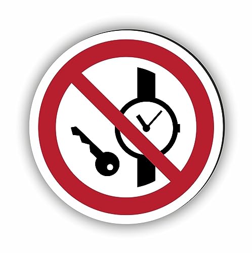 Verbotszeichen/Verbotsschild Mitführen von Metallteilen oder Uhren verboten (P008) - zum markieren von Verbotszonen nach DIN EN ISO 7010 von Fassbender-Druck Warnzeichen