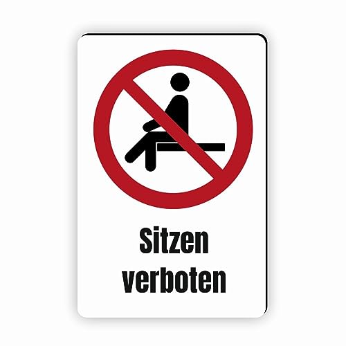 Verbotszeichen/Verbotsschild Sitzen verboten (P018) - zum markieren von Verbotszonen nach DIN EN ISO 7010 von Fassbender-Druck Warnzeichen