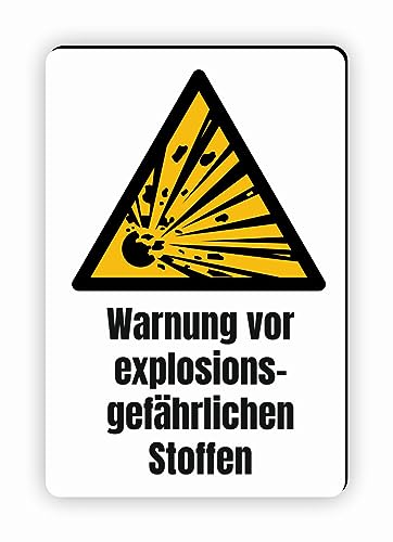 Warnzeichen (W002) Warnung vor explosionsgefährlichen Stoffen - Eckiges Warnschild mit Text - Warnschild mit Text - nach DIN EN ISO 7010 von Fassbender-Druck Warnzeichen