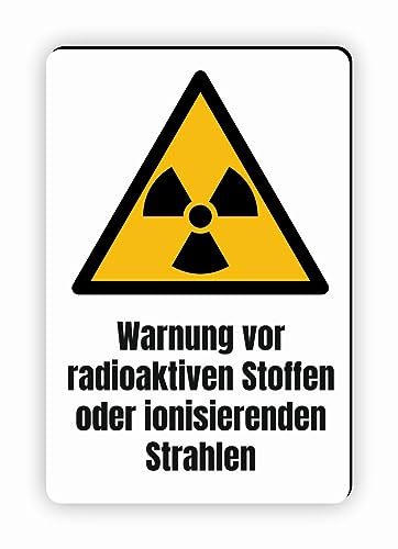 Warnzeichen (W003) Warnung vor radioaktiven Stoffen oder ionisierenden Strahlen - Eckiges Warnschild mit Text - Warnschild mit Text - nach DIN EN ISO 7010 von Fassbender-Druck Warnzeichen