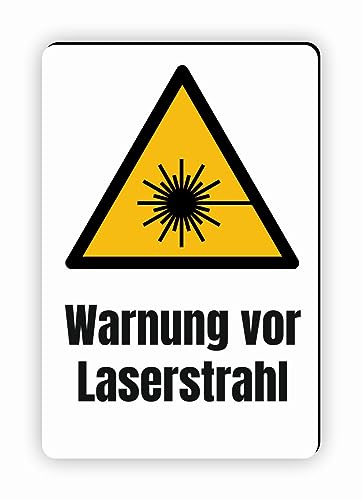 Warnzeichen (W004) Warnung vor Laserstrahl - Eckiges Warnschild mit Text - Warnschild mit Text - nach DIN EN ISO 7010 von Fassbender-Druck Warnzeichen