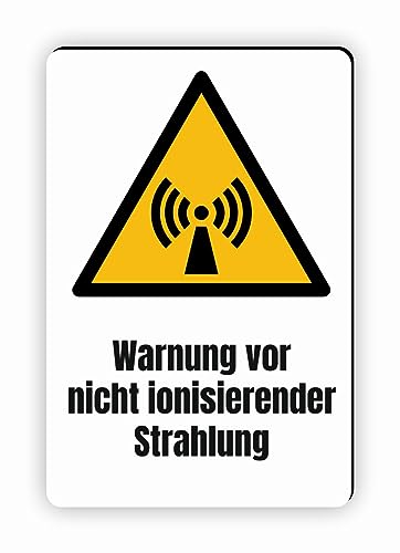 Warnzeichen (W005) Warnung vor nicht ionisierender Strahlung - Eckiges Warnschild mit Text - Warnschild mit Text - nach DIN EN ISO 7010 von Fassbender-Druck Warnzeichen