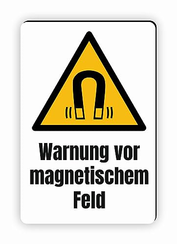 Warnzeichen (W006) Warnung vor magnetischem Feld - Eckiges Warnschild mit Text - Warnschild mit Text - nach DIN EN ISO 7010 von Fassbender-Druck Warnzeichen