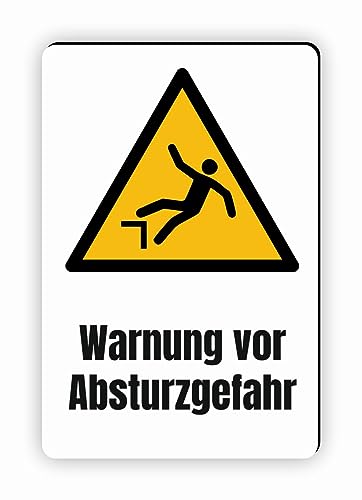 Warnzeichen (W008) Warnung vor Absturzgefahr - Eckiges Warnschild mit Text - Warnschild mit Text - nach DIN EN ISO 7010 von Fassbender-Druck Warnzeichen