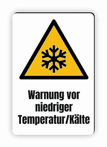 Warnzeichen (W010) Warnung vor niedriger Temperatur/Kälte - Eckiges Warnschild mit Text - Warnschild mit Text - nach DIN EN ISO 7010 von Fassbender-Druck Warnzeichen