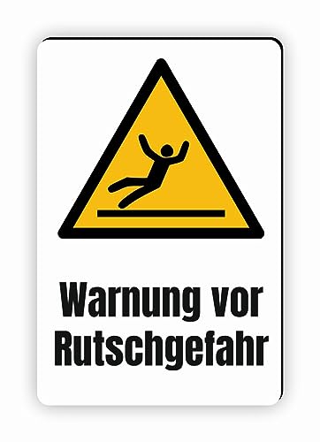 Warnzeichen (W011) Warnung vor Rutschgefahr - Eckiges Warnschild mit Text - Warnschild mit Text - nach DIN EN ISO 7010 von Fassbender-Druck Warnzeichen