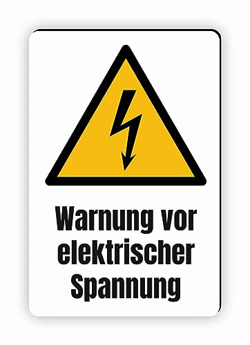 Warnzeichen (W012) Warnung vor elektrischer Spannung - Eckiges Warnschild mit Text - Warnschild mit Text - nach DIN EN ISO 7010 von Fassbender-Druck Warnzeichen