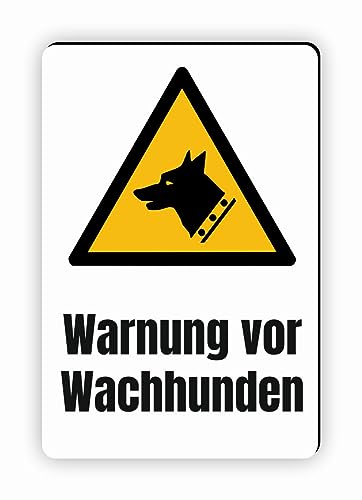 Warnzeichen (W013) Warnung vor Wachhunden - Eckiges Warnschild mit Text - Warnschild mit Text - nach DIN EN ISO 7010 von Fassbender-Druck Warnzeichen