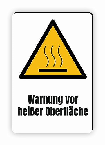 Warnzeichen (W017) Warnung vor heißer Oberfläche - Eckiges Warnschild mit Text - Warnschild mit Text - nach DIN EN ISO 7010 von Fassbender-Druck Warnzeichen