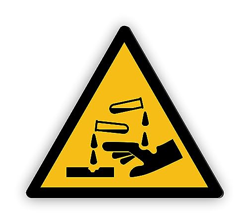 Warnzeichen (W023) Warnung vor ätzenden Stoffen - Dreieckiges Warnschild - Signalgelb (RAL 1003) nach DIN EN ISO 7010 von Fassbender-Druck Warnzeichen