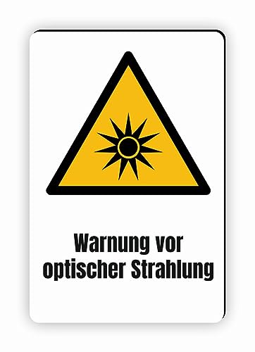 Warnzeichen (W027) Warnung vor optischer Strahlung - Eckiges Warnschild mit Text - Warnschild mit Text - nach DIN EN ISO 7010 von Fassbender-Druck Warnzeichen