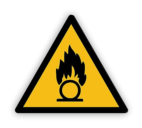 Warnzeichen (W028) Warnung vor brandfördernden Stoffen - Dreieckiges Warnschild - Signalgelb (RAL 1003) nach DIN EN ISO 7010 von Fassbender-Druck Warnzeichen