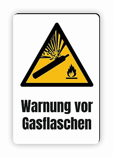 Warnzeichen (W029) Warnung vor Gasflaschen - Eckiges Warnschild mit Text - Warnschild mit Text - nach DIN EN ISO 7010 von Fassbender-Druck Warnzeichen
