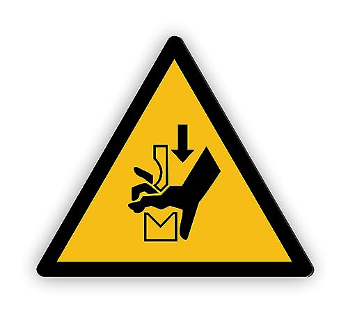 Warnzeichen (W030) Warnung vor Quetschgefahr der Hand zwischen Werkzeugen einer Presse - Dreieckiges Warnschild - nach DIN EN ISO 7010 von Fassbender-Druck Warnzeichen