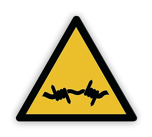 Warnzeichen (W033) Warnung vor Stacheldraht - Dreieckiges Warnschild - Signalgelb (RAL 1003) nach DIN EN ISO 7010 von Fassbender-Druck Warnzeichen