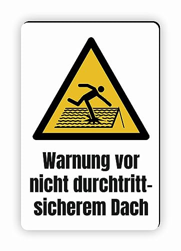 Warnzeichen (W036) Warnung vor nicht durchtrittsicherem Dach - Eckiges Warnschild mit Text - Warnschild mit Text - nach DIN EN ISO 7010 von Fassbender-Druck Warnzeichen