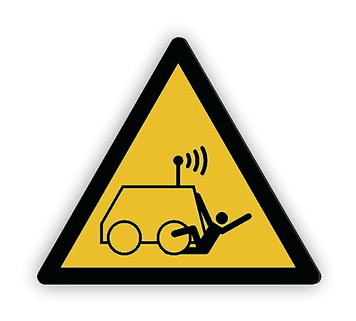 Warnzeichen (W037) Warnung vor Überrollen durch ferngesteuerte Maschine - Dreieckiges Warnschild - Signalgelb (RAL 1003) nach DIN EN ISO 7010 von Fassbender-Druck Warnzeichen