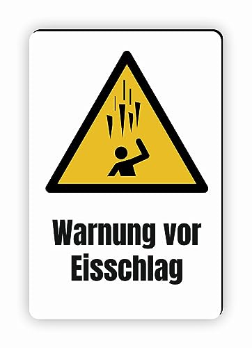 Warnzeichen (W039) Warnung vor Eisschlag - Eckiges Warnschild mit Text - Warnschild mit Text - nach DIN EN ISO 7010 von Fassbender-Druck Warnzeichen