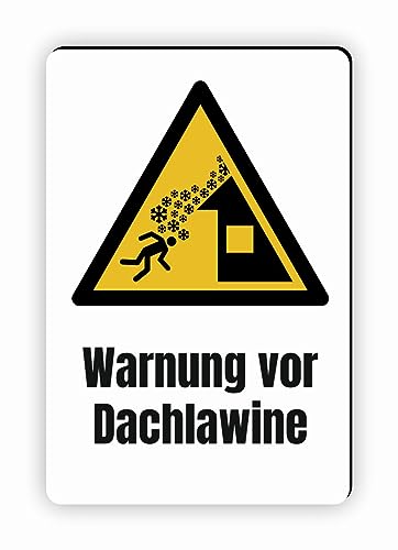 Warnzeichen (W040) Warnung vor Dachlawine - Eckiges Warnschild mit Text - Warnschild mit Text - nach DIN EN ISO 7010 von Fassbender-Druck Warnzeichen