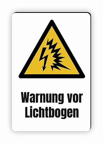 Warnzeichen (W042) Warnung vor Lichtbogen - Eckiges Warnschild mit Text - Warnschild mit Text - nach DIN EN ISO 7010 von Fassbender-Druck Warnzeichen