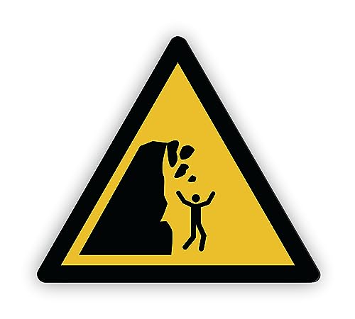 Warnzeichen (W053) Warnung vor Steinschlag von instabiler Klippe - Dreieckiges Warnschild - Signalgelb (RAL 1003) nach DIN EN ISO 7010 von Fassbender-Druck Warnzeichen